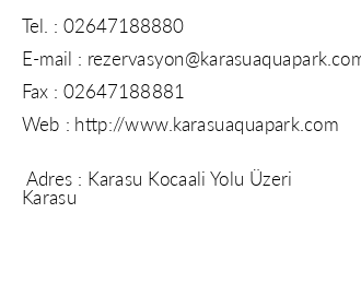 Karasu Aqua Park Otel iletiim bilgileri
